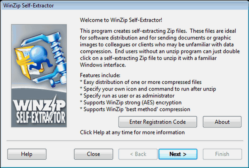 what is winzip self extractor